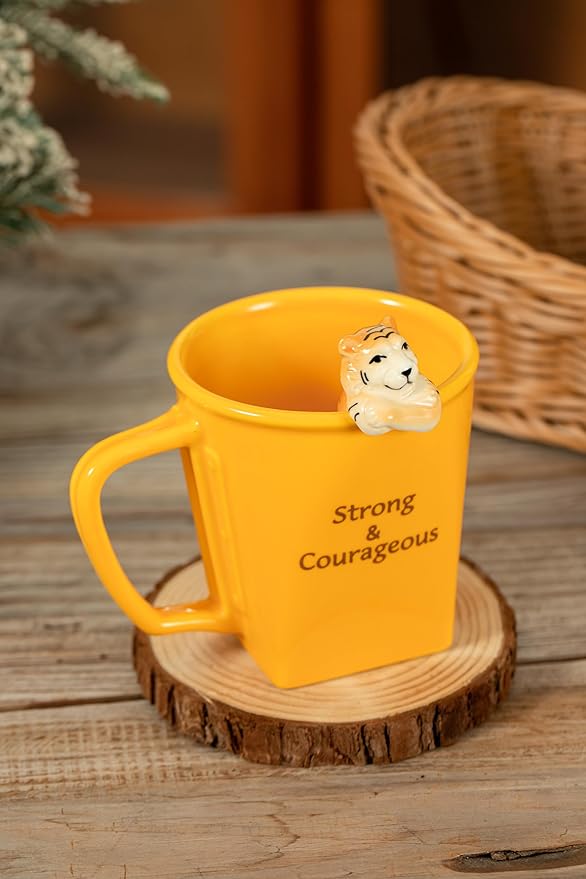 DIHOclub Premium Ceramic Coffee Mug with Tiger Sculpture Unique Inspirational Gift for Men Women Father's Day Birthday Christmas