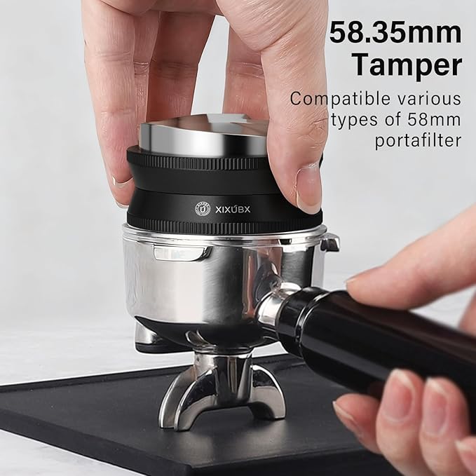 58mm Espresso Tamper, Coffee Distributor and Tamper 304 Stainless Steel Espresso Hand Tamper, Adjustable Depth Espresso Distribution Tool, Professional Espresso Leveler Barista Tools