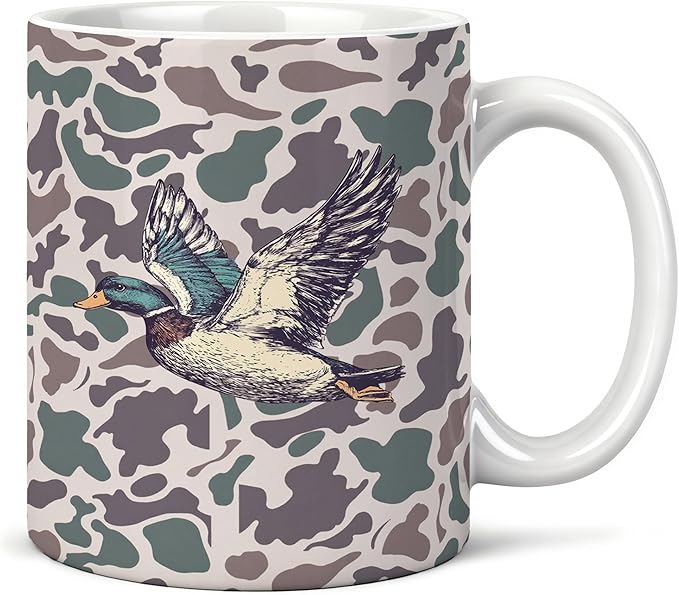 Retro Mallard Duck Mug 11 oz, Mallard Duck Hunting Gifts Coffee Cups Ceramic, Ducks Animal Lover Gifts Ceramic Mug for Coffee Tea Hot Cocoa Home Office Work