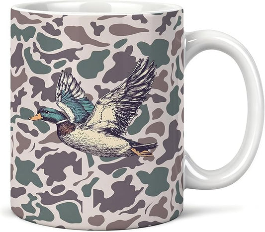 Retro Mallard Duck Mug 11 oz, Mallard Duck Hunting Gifts Coffee Cups Ceramic, Ducks Animal Lover Gifts Ceramic Mug for Coffee Tea Hot Cocoa Home Office Work
