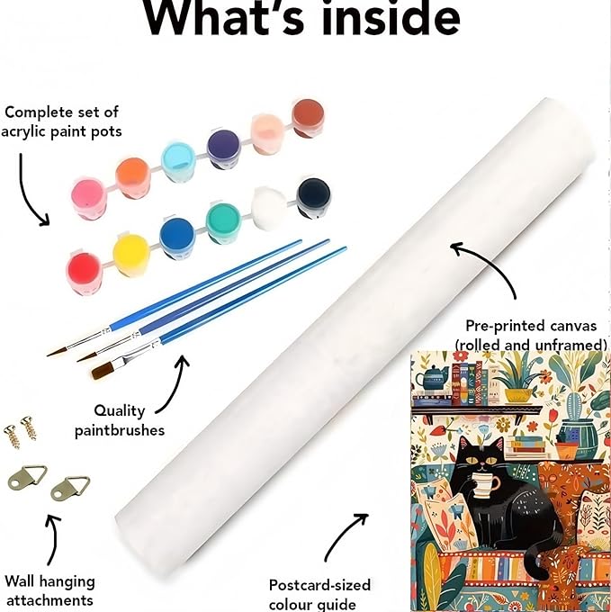 CSZPPQAF Black Cat Paint by Numbers Kit for Adults Beginner, Animals Paint by Number Kits on Canvas, DIY Easy Acrylic Watercolor Oil Painting by Numbers for Home Wall Decor 16X20inch