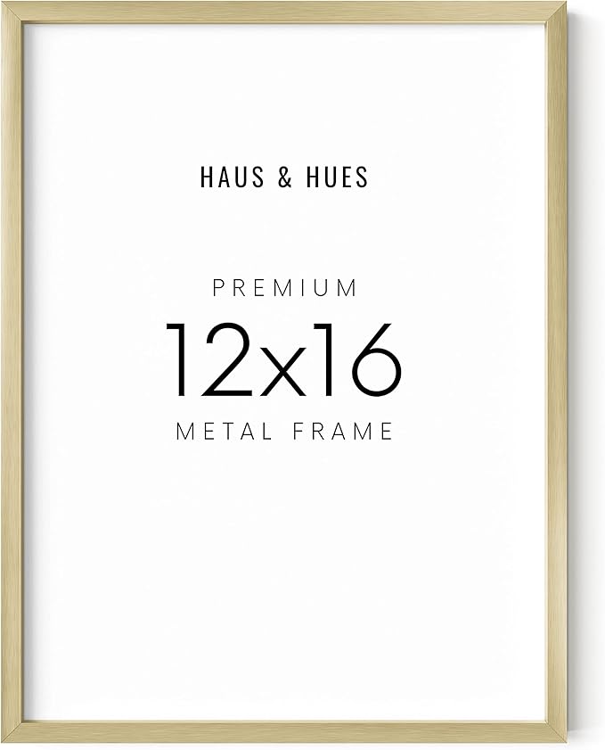 HAUS AND HUES 12x16 Gold Picture Frames - Modern, Metallic Wall Decor for Bedroom, Living Room, Office Poster Display - Gold 12x16 Poster Frames