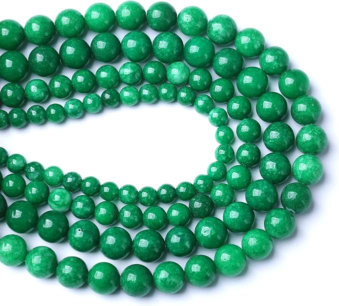 120PCS 6MM Natural Stone Green Cloudy Jade Spacer Loose Beads for Jewelry Making DIY Bracelet Necklace