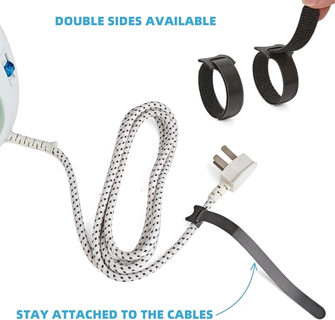 120 PCS Fastening Cable Ties Reusable, Multi-purpose 8 in Cable Management Ties with Hook and Loop, Adjustable Cord Ties for Organizing Home, Office and Data Centers, 5 Colors