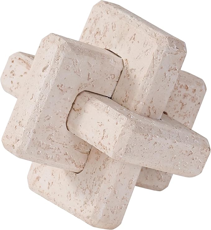 Dneuoir 3-Link Knot Resin Travertine Decor, Coffee Table Decor, Book Shelf Entry Table Decoration, Boho Decorative Objects, Aesthetic Accents for Modern Rustic Office Living Room Home Décor