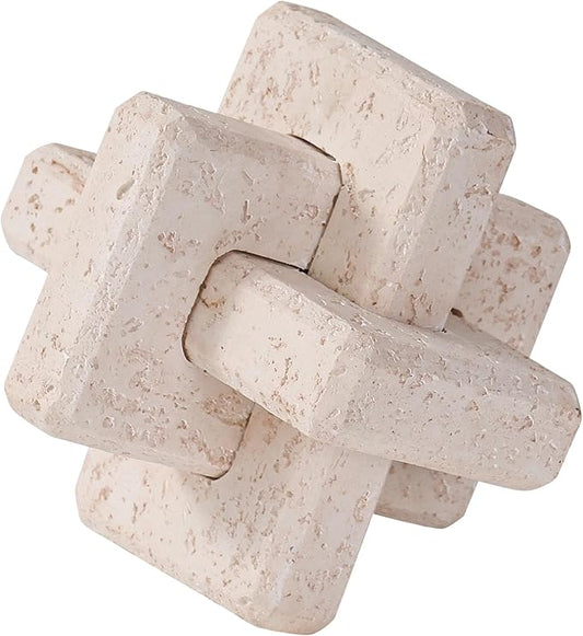 Dneuoir 3-Link Knot Resin Travertine Decor, Coffee Table Decor, Book Shelf Entry Table Decoration, Boho Decorative Objects, Aesthetic Accents for Modern Rustic Office Living Room Home Décor