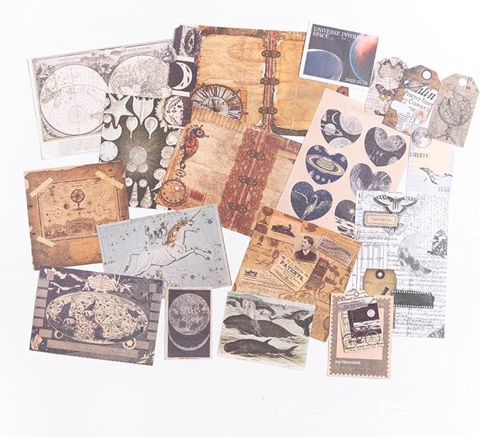 Alideco 100pcs Vintage Scrapbook Supplies Pack for Art Journaling Bullet Junk Journal Planners DIY Paper Stickers Craft Kits Notebook Collage Album Aesthetic Cottageco (baiyehuange)