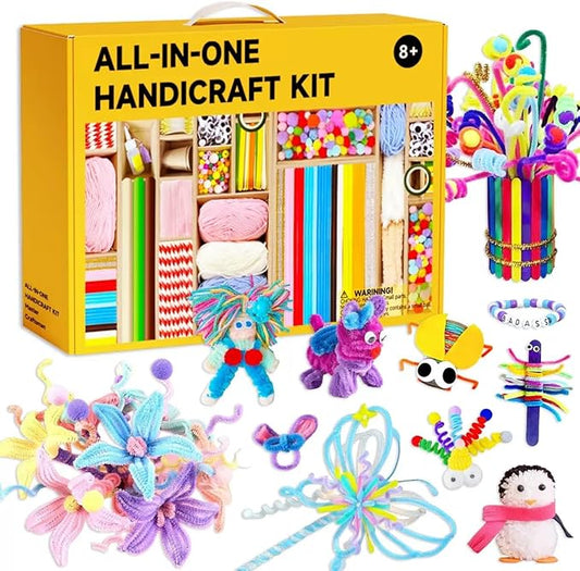 Fusihey Arts and Crafts Vault, DIY Craft Supplies Kit Christmas Creative Hobby Fun Activity Toys for Kids, Perfect Gifts for Girls & Boys Age 4 5 6 7 8 9 10 11 12 Year to Spark Imagination and Joy