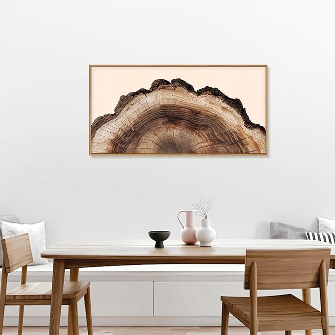 KAIRNE Framed Tree Ring Wall Art Set, Retro Wood Stump Wall Decor, Tree Spiral Wall Painting, Modern Nature Canvas Art Prints for Living Room, Bedroom, Dinning Room, Farmhouse - Large 20"x40"