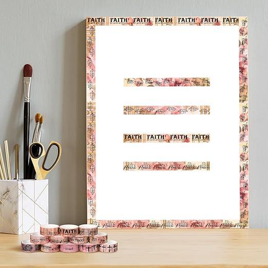 Janlaugh 24 Rolls Christian Washi Tape Gifts Bulk Religious Inspirational Scripture Supplies Bible Verse Tape for Bible Study Journaling Crafting Christmas Stocking Stuffers Gift(Pink)