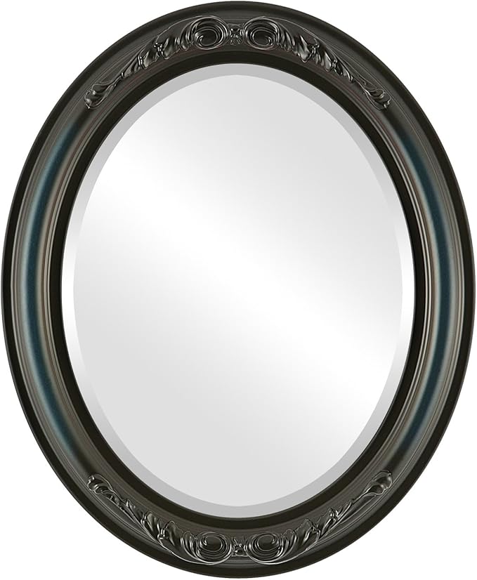 OVALCREST Oval Beveled Wall Mirror for Home Decor - Florence Style - Royal Blue - 24" x 20"