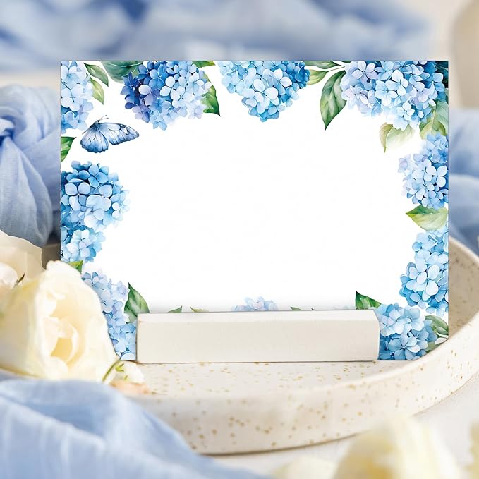 Whaline 24 Pack Hydrangea Stationery Cards with Envelopes Blank Thank You Note Cards Blue Floral Greeting Card for Spring Birthday Wedding Invitations Supplies
