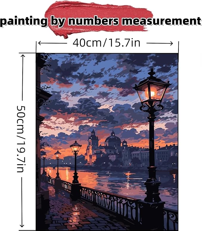 Paint by Numbers Kit for Adults Beginner,Riverside Castle Easy Paint by Number Kits Canvas Without Framed,Sunset Sky DIY Acrylic Oil Painting Adults Paint by Numbers Kits for Home Decor 16x20 Inch