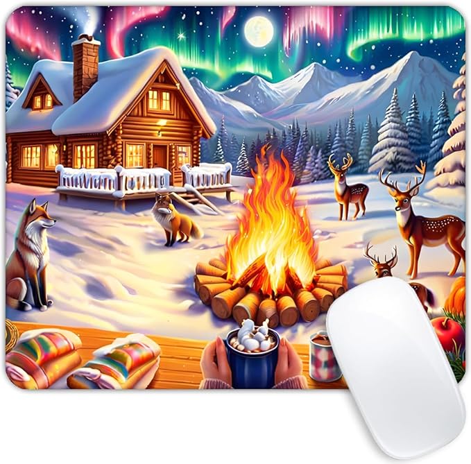 Square Mouse Pad Christmas Bonfire,Gaming Mouse Pads for Desk,Soft Computer Waterproof Non-Slip Mouse Mat