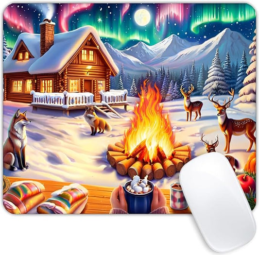 Square Mouse Pad Christmas Bonfire,Gaming Mouse Pads for Desk,Soft Computer Waterproof Non-Slip Mouse Mat