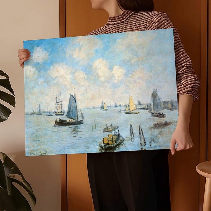 CFIOZYOS 40+ Monet Famous Print Posters The Sea at Amsterdam by Claude Monet Impressionism Canvas Wall Art Print Poster For Home School Office Decor Frame 16×24inch(40×60cm)