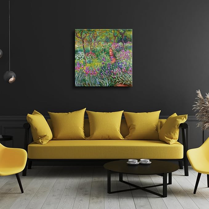 Wieco Art Canvas Print Wall Art The Iris Garden at Giverny,1899-1900 by Claude Monet Impressionism Art Print Picture Artwork for Living Room Bedroom Home Kitchen Decorations