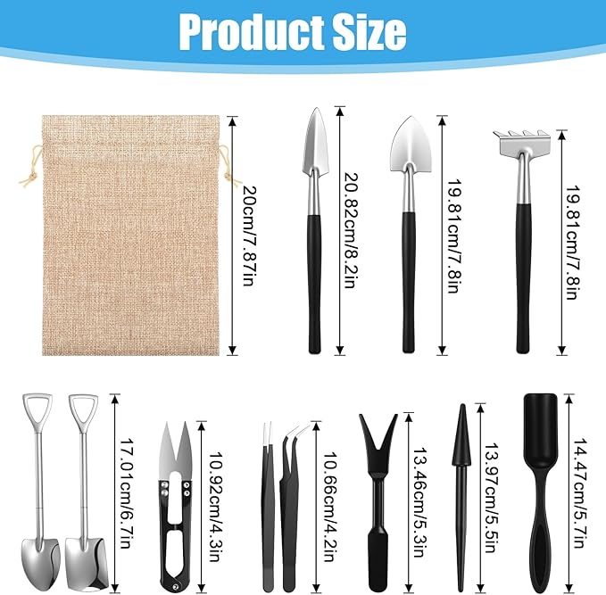 12 Pcs Succulent Tools Mini Transplanting Garden Tool Set Succulent Care kit Plant Accessories for Indoor Gardening Flower Potting Cactus Houseplant Bonsai Care