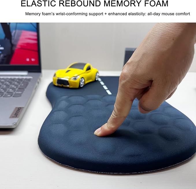 Road Mouse Pad for Car Mouse with Wrist Rest, Ergonomic Mousepad for Wrist Pain Relief with Wrist Support, 12L x 8W inches