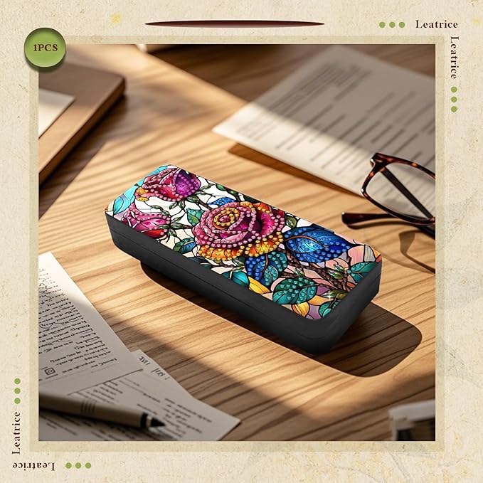 Leatrice Flower Diamond Art Kits for Adults Small Diamond Painting Kit Gem Art Paint by Diamonds Dot Eyeglasses Case 5d Diamond Art DIY for Beginner Women Rose
