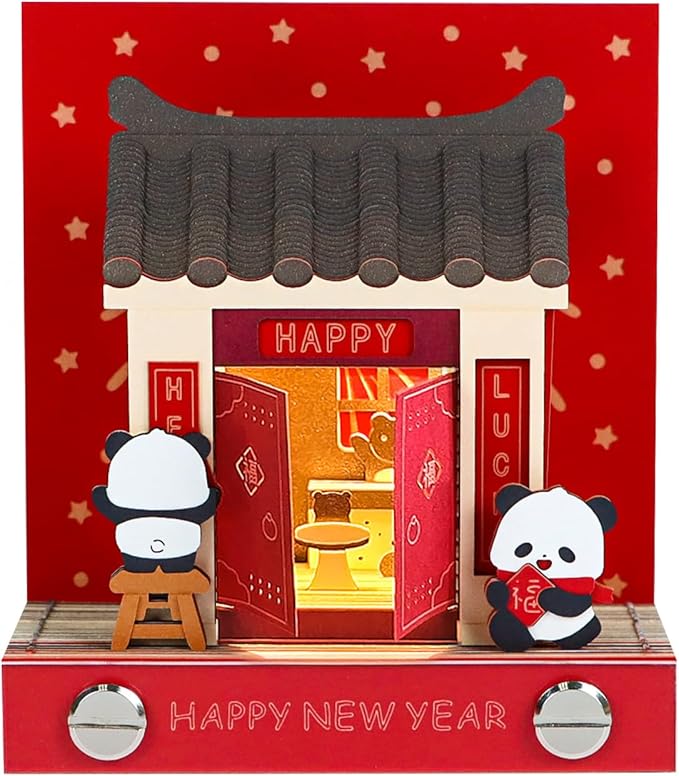 3D Time Piece Calendar 2026 3D Tear Away Art Memo Pad Notepad Desk Calendar with Light,3D Art Calendar Desktop Decoration Gift for Christmas (Happy New Year)
