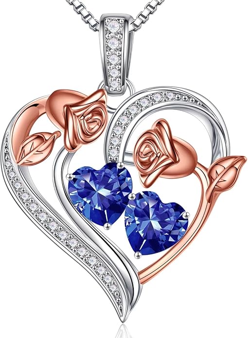 Iefil Christmas Gifts for Women Wife - 925 Sterling Silver Rose Heart Necklace, Stocking Stuffers for Women, Anniversary Birthday Gifts for Wife Girlfriend Mom