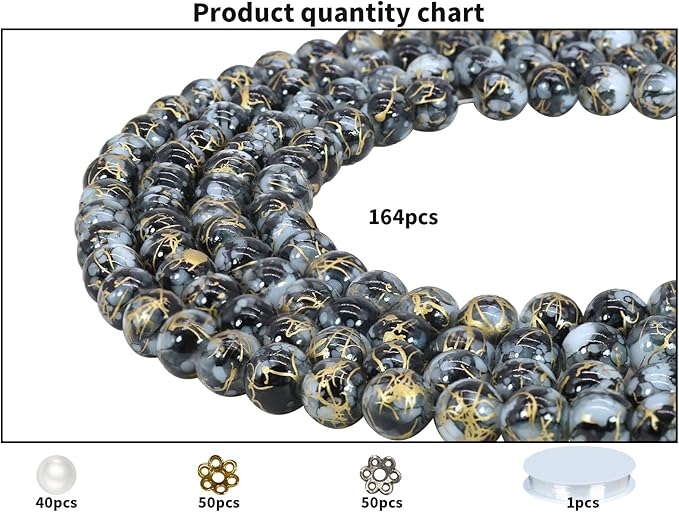 Pamir Tong 300PCS 10mm Glass Beads for Jewelry Making,Round Smooth Beads, Bracelet Space Loose Beads for Earring, Necklaces, DIY Crafts & Gifts-Adult Craft Supplies