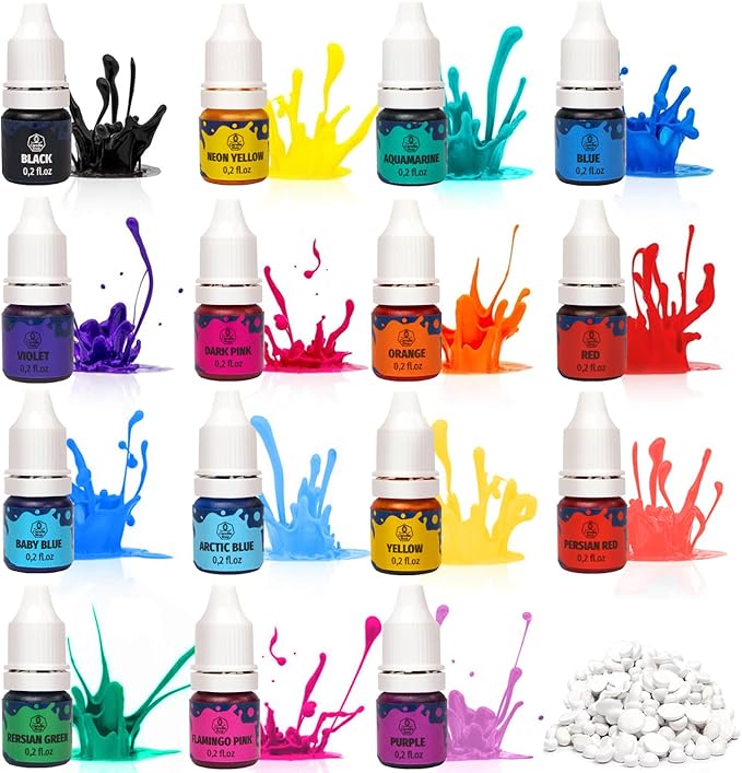 Liquid Candle Wax Dye for Soy Candle Making - 16 Popular Candle Dye Coloring Chips - Premium Liquid Candle Wax Coloring - Highly Concentrated Candle Colors