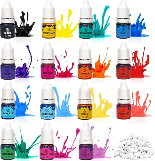 Liquid Candle Wax Dye for Soy Candle Making - 16 Popular Candle Dye Coloring Chips - Premium Liquid Candle Wax Coloring - Highly Concentrated Candle Colors