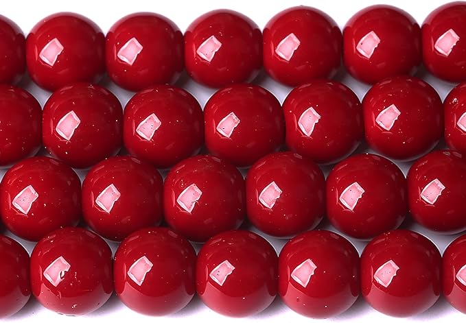 8mm 90pcs Pomegranate Red Glass Gemstone Beads Natural Round Loose Stone Healing Power for Jewelry Making 32" 2 Strand
