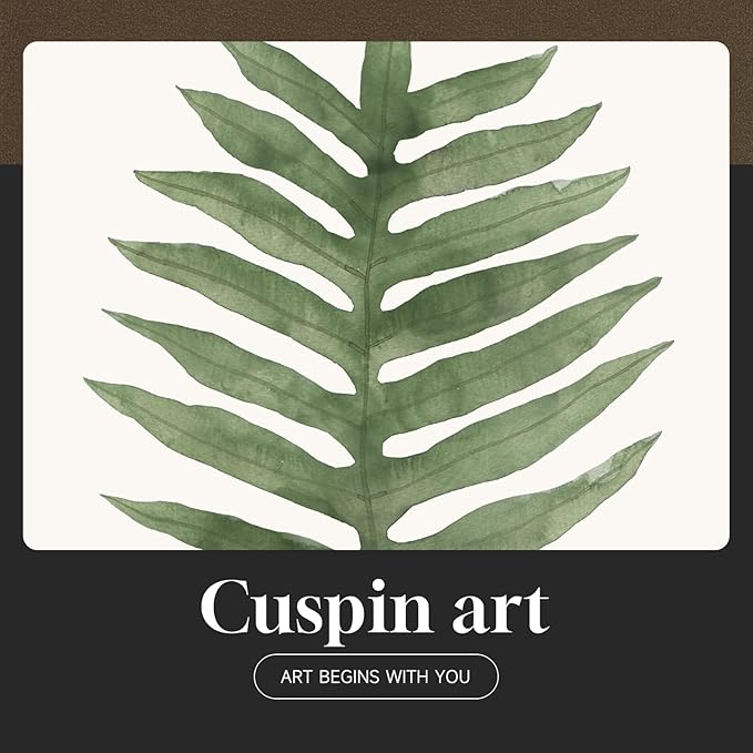 Framed Green Nature Botanical Wall Art, Set of 6 Minimalist Plant Leaf Painting Prints Artwork, Natural Fern Leaves Picture for Modern Farmhouse Living Room Bedroom Bathroom Kitchen Home Decor, 11x14