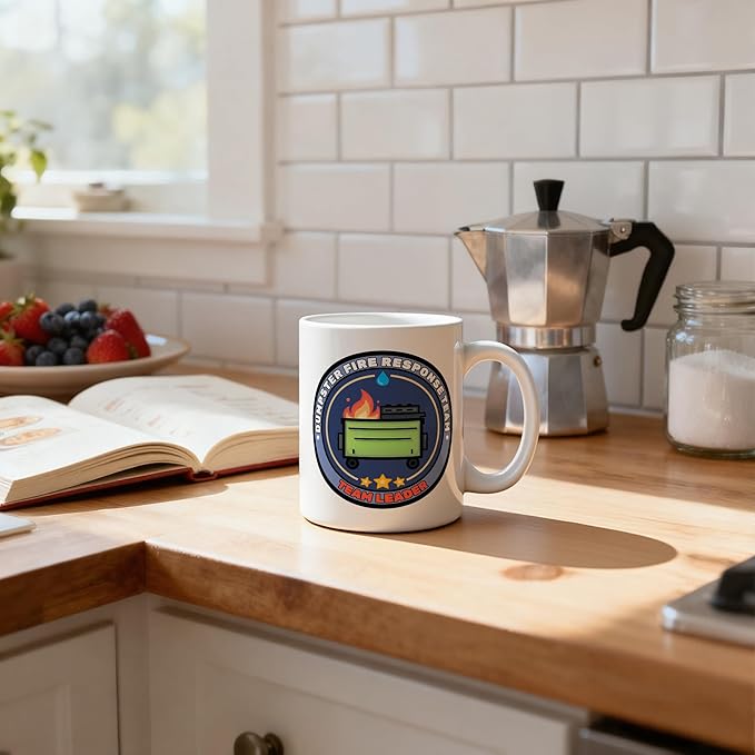 Funny Dumpster Fire Mug 11 oz, Team Leader Gifts for Employees Coffee Cups Ceramic, Funny Sarcastic Gifts for Coworkers Ceramic Mug for Coffee Tea Hot Cocoa Home Office Work