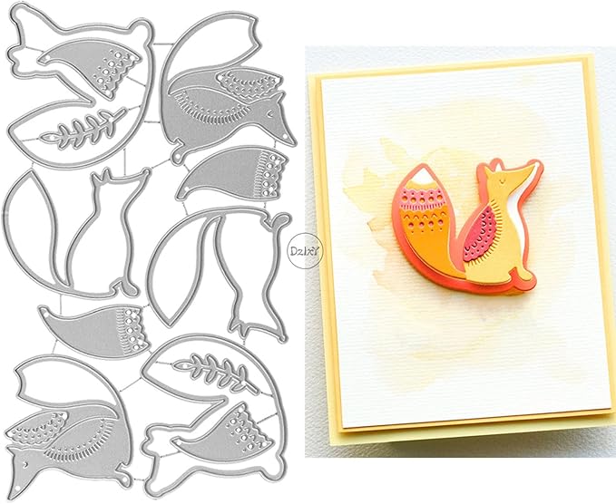 DzIxY Shadow Patchwork Animal Fox Leaves Metal Cutting Dies for Card Making Kit Embossing Paper Die Cuts Set Scrapbook Stencils Supplies Machine Templates