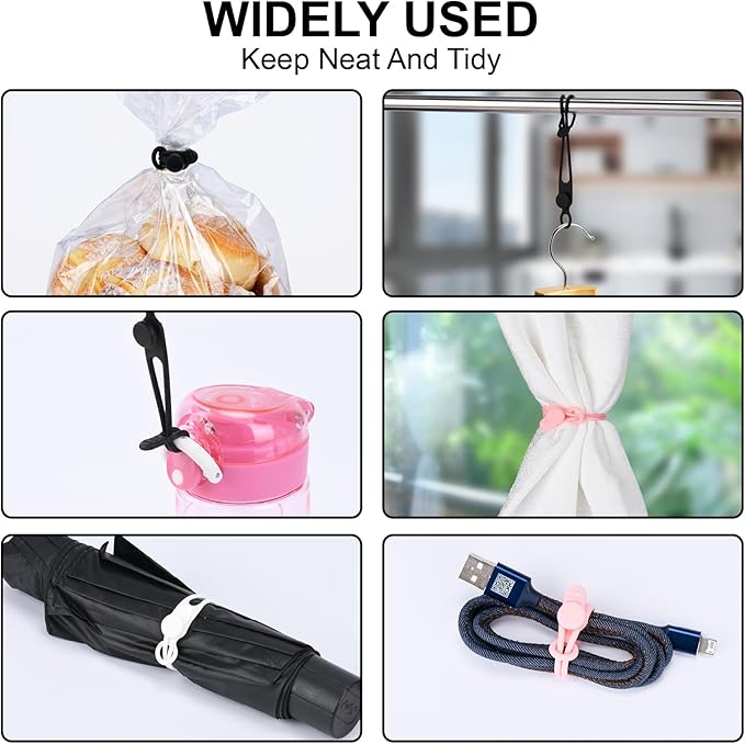 32Pcs Silicone Cable Ties, Data Cable Organizer Silicone Cable Straps Cord Ties Wrap Reusable Wire Organizers Elastic Cables Cord Management Organizers for Electronics, Home, Office, School, Travel