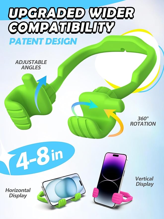 Stocking Stuffers for Teen Boys Girls Kids Cell Phone Stand - 2 Pack Thumbs Up Lazy Phone Holder for Desk Birthday Gifts for Adults Women Men (Hot Pink & Avocado Green, 2)