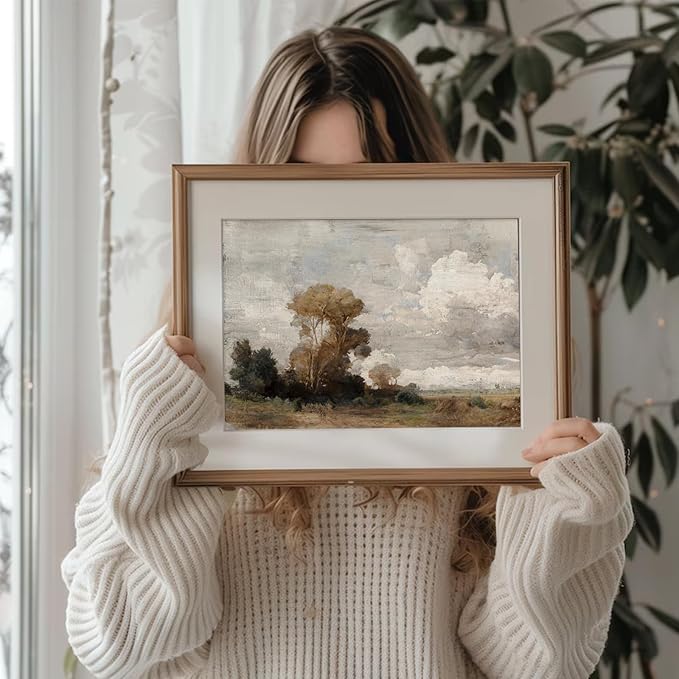 uniro Vintage Wall Art Prints, Rustic Landscape Country Canvas North Prints Oil Painting Art Pictures for Bedroom Bathroom Decor (8" x 10" - UNFRAMED)
