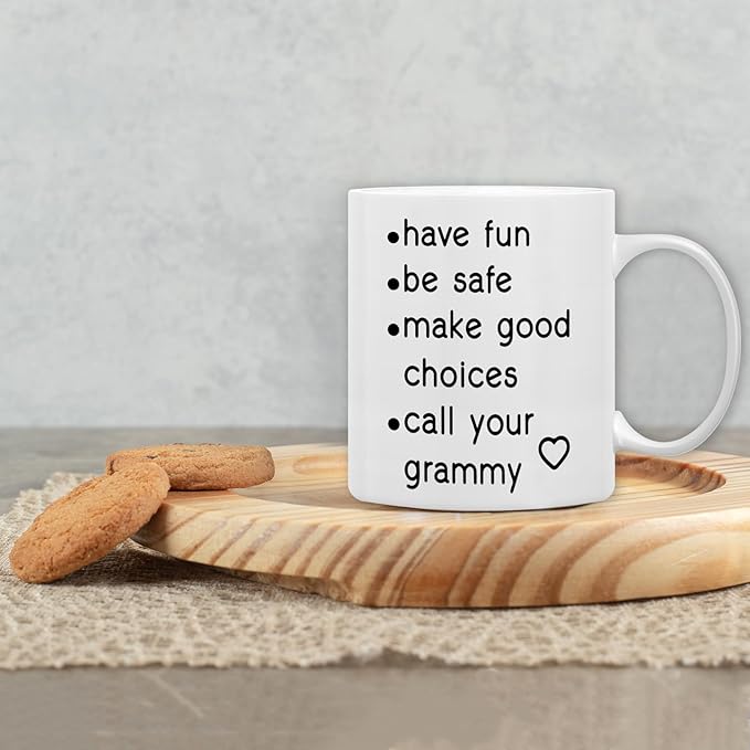 QASHWEY Funny Call Your Grammy Coffee Mug, College Freshmen Students Graduation Gift, Call Your Dad Coffee Cups Ceramic 11 Ounce, College Gift Tea Mug Cup, Gifts for College Freshmen Grandkids
