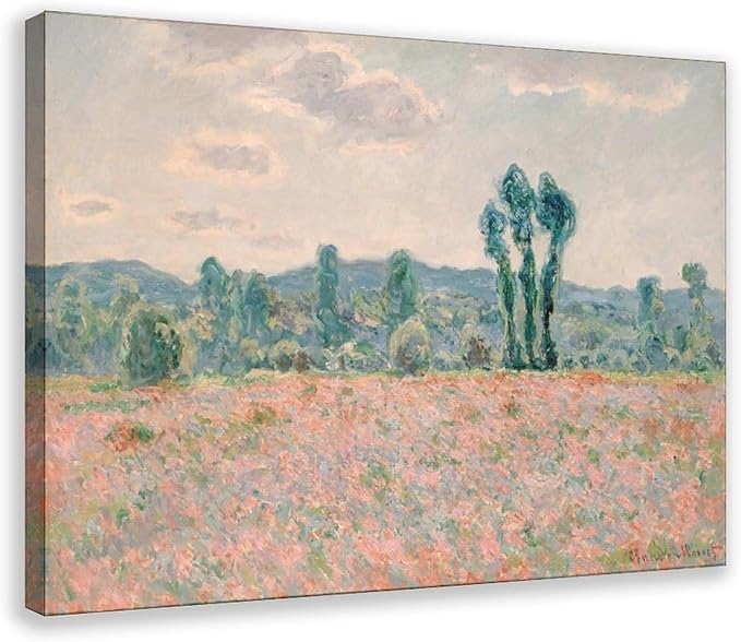 40+ Monet Famous Print Posters Poppy Field by Claude Monet Impressionism Canvas Posters Print Wall Art Bedroom Office Room Decor Gift Frame 20×30inch(50×75cm)