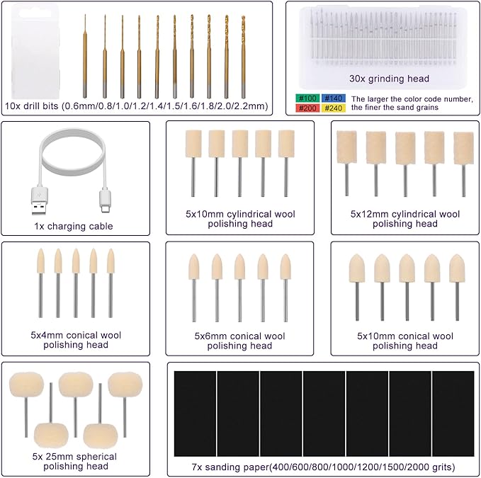 WECLAYER Polymer Clay Polishing Kit,Electric Clay Drill,Cordless Rotary Tool Kit,35-Speed Adjustable,Jewelry Making Kit,79pcs Clay Tool & Accessories for Polymer Clay Molds, Drilling,Sanding,Grinding