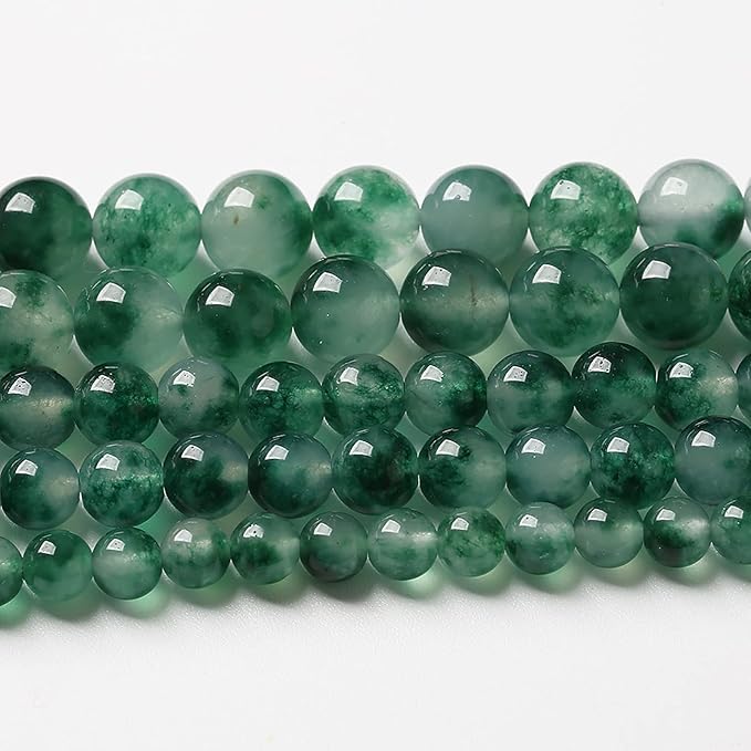 60pcs 6mm Natural Water Grass Jades Chalcedony Beads Round Loose Beads for Jewelry Making DIY Bracelets Crystal Energy Healing Power Stone (6mm, Water Grass Jade Beads)