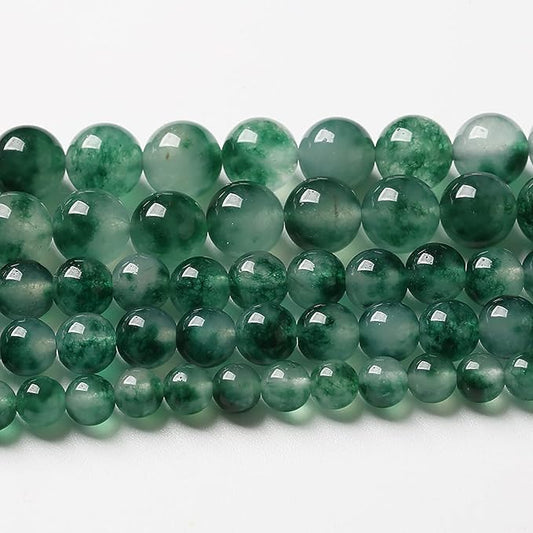 60pcs 6mm Natural Water Grass Jades Chalcedony Beads Round Loose Beads for Jewelry Making DIY Bracelets Crystal Energy Healing Power Stone (6mm, Water Grass Jade Beads)