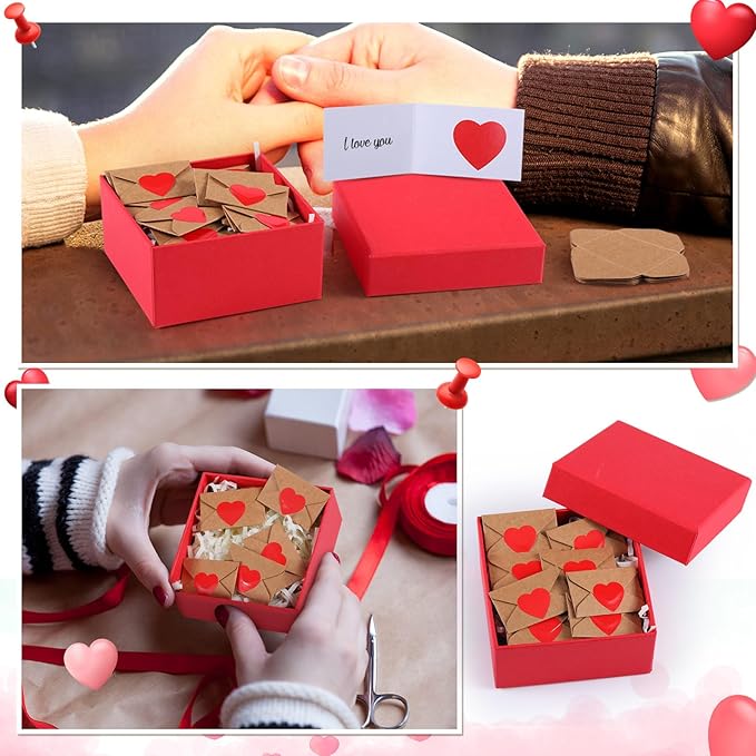 60 Set Mini Love Notes for Him Her with Envelope Valentines Day Gift Card Holder Mini Card with Envelope Long-Distance Relationship Gift for Him Her(1.8 x 1.2 Inch,Love Heart,Red)
