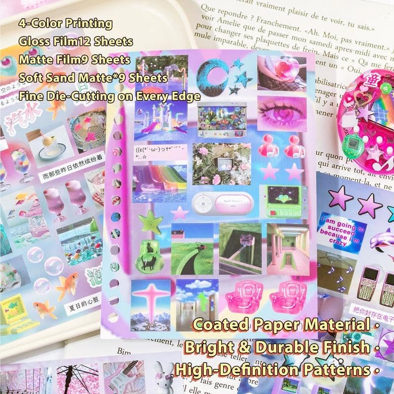 Monsoon Postbox Sticker Book, 30 Sheets Japanese Decals - Image 4