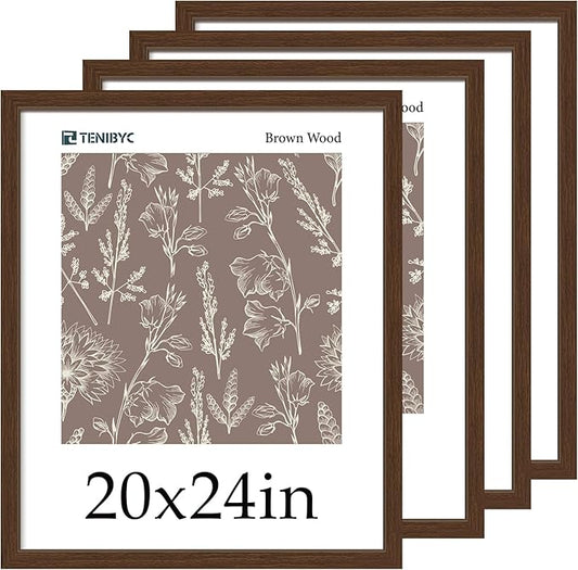 Picture Frame 4 Pack - Solid Wood Poster Photo Frame - Woodgrain Series - Room, Office, Gallery, Studio Display - Wall Hanging