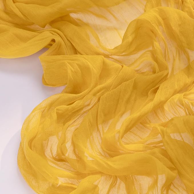 Socomi Gold Yellow Cheesecloth Table Runner Valentine's Day Boho Rustic Gauze 120 inch 10FT Cheese Cloth Runner for Wedding Party Baby Shower Birthday Home Decor Holiday Decorations