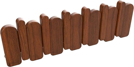 Wall Mounted Coat RackHooks Piano Key Hangers Natural Solid Wood Hanger Non-Woven Fabric Clothes Hangers for Closet, Kitchen, Bedroom, Bathroom, Entryway (Moon-Walnut, 6 Hooks)