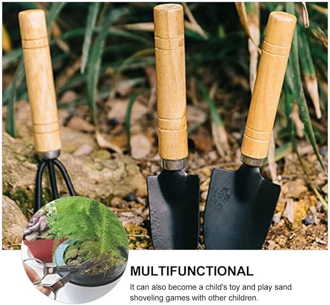 10pcs Succulent Gardening Tool Set for Miniature Planting and Bonsai with Wooden Handles, Indoor Potting Hand Tools Kit for Transplanting Flowers and Cactus