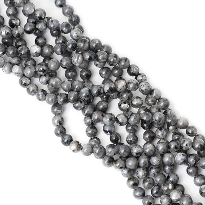 45PCS 8mm Natural Black Labradorite Gemstone Round Loose Beads Crystal Energy Stone for DIY Jewelry Making 1 Strand 15"