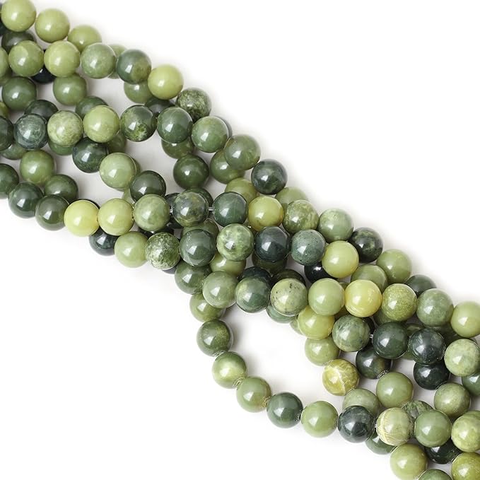 35PCS 10mm Natural Canadian Jade Gemstone Round Loose Beads Stone Beads for Jewelry Making DIY 1 Strand 15"
