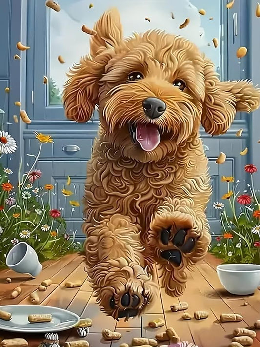 Poodle Puppy 5D DIY Diamond Painting Kits for Adults, Diamond Art Kits for Beginners, Full Drill Dot Painting Gem Art Kits for Home Wall Decor11.8 x15.7 Inch